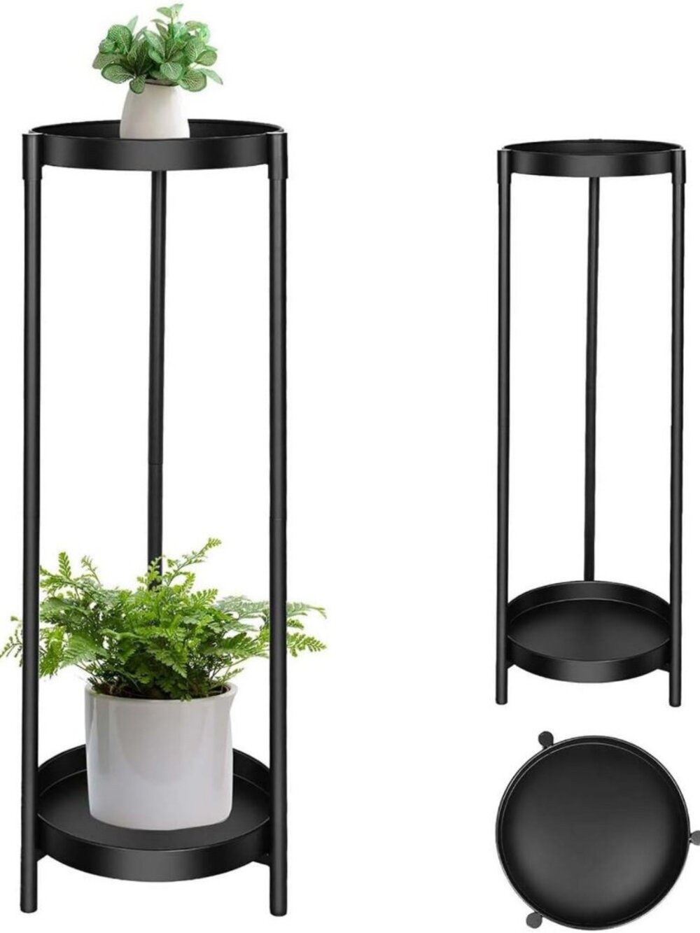 Stylish 2-Tier Plant Stand for Indoor/Outdoor Use, Heavy-Duty Metal, Rustproof